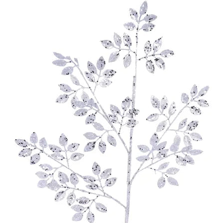 28"L GLITTER LEAF SPRAY - SILVER - XS226826