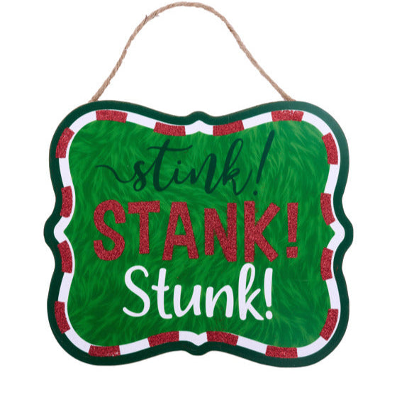 10.5"Lx9"H STINK! STANK! STUNK! GLITTR - RED/WHITE/EMERALD - AP7421
