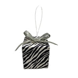 3.75" ZEBRA PRINT GIFT BOX ORNAMENT - DC17742BKWH
