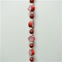 60" SWIRL CANDY CAKE BALL GARLAND - RED/WHITE - DC21810RDWH