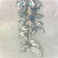 ICY ICE METALLIC MAGNOLIA LEAF BALL GARLAND - 50" - SILVER - DC22597SL