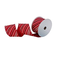 2.5"X10YD PERFECTION PEPPERMINT STRIPE RIBBON RED/WHITE - DC23692