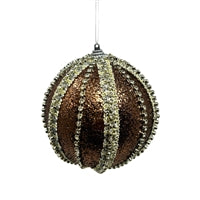 GLITTER RHINESTONE STRIPE ORNAMENT - BROWN 5" - DCORN5017BR