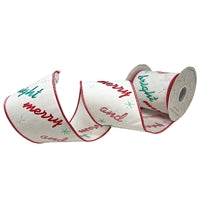 4"X10YD MERRY & BRIGHT EMBROIDERY W/ SNOWFLAKES - DCR21085