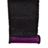 4"X10YD BLACK GLITTERED RIBBON W/ TINSEL EDGE & PURPLE BACKNG - DCR21102