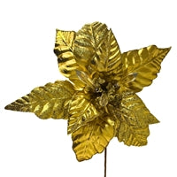 GLISTENING METALLIC CRYSTAL POINSETTIA STEM - GOLD 27"H X 16"D - DCSP5038GD