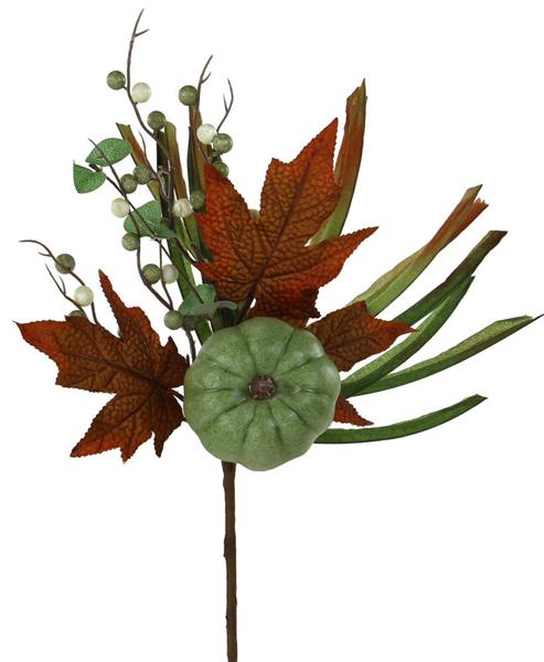 15"L PUMPKIN/BERRY/LEAF GRASS PICK - SAGE/CREAM/ DARK MOSS/ORANGE - HA156535