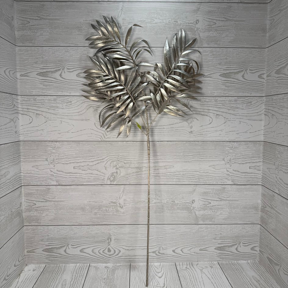 PLASTIC METALLIC PALM FERN SPRAY X5 H30 - 36885PT * G