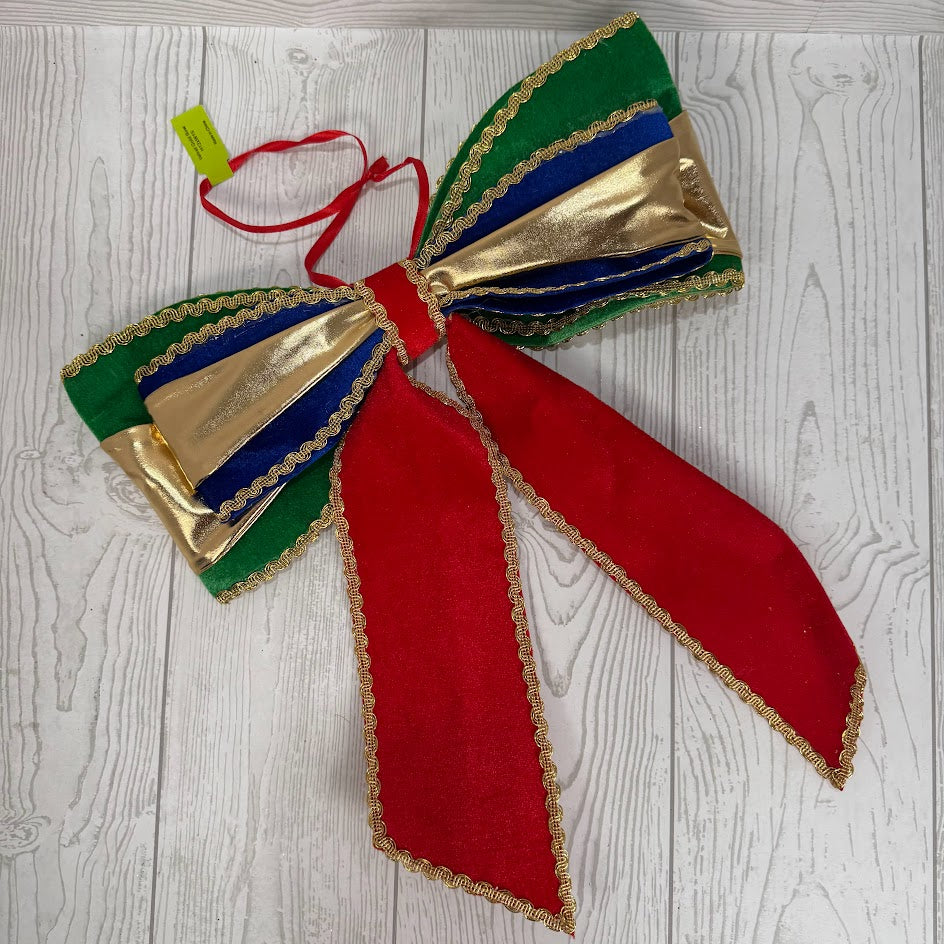 VELVET GOLD BOW H12XW15 - RED/GREEN/BLUE - 86662RGB * RD