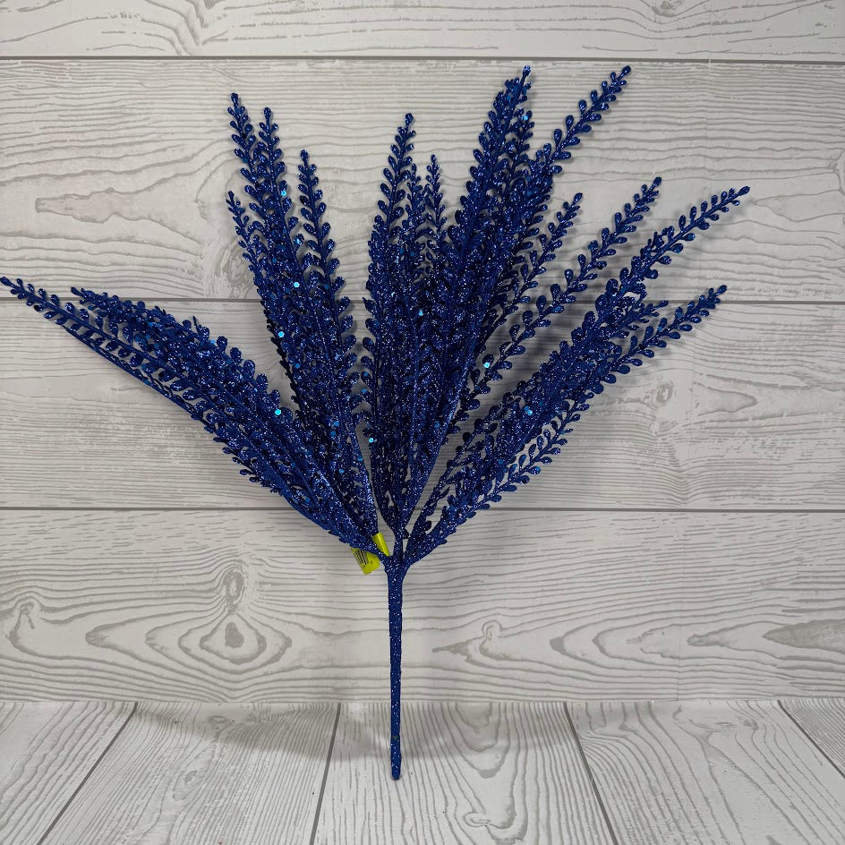 GLITTER PLASTIC LVS BUSH X5 H16 - BLUE - 86929BL * R BR