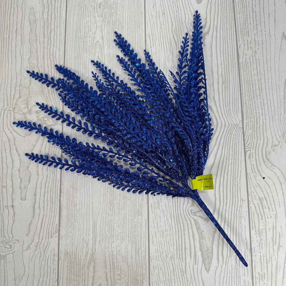 GLITTER PLASTIC LVS BUSH X5 H16 - BLUE - 86929BL * R BR