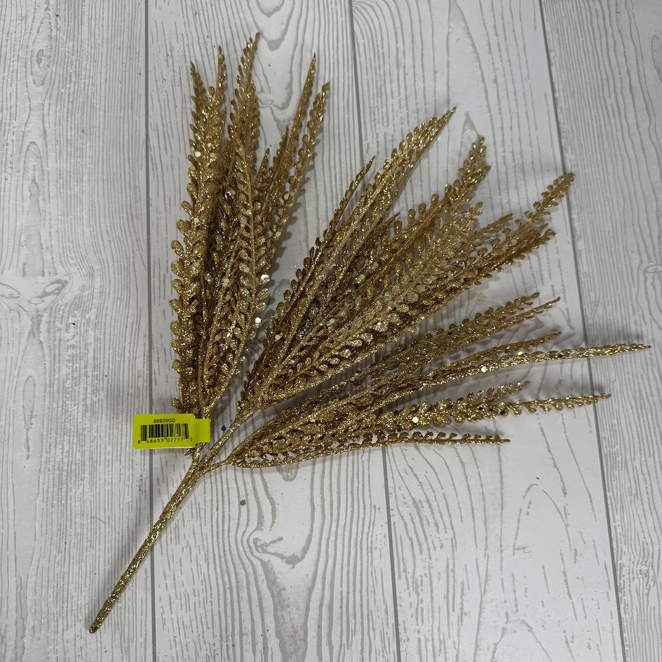 GLITTER PLASTIC LVS BUSH X5 H16 - GOLD - 86929GD * R BR