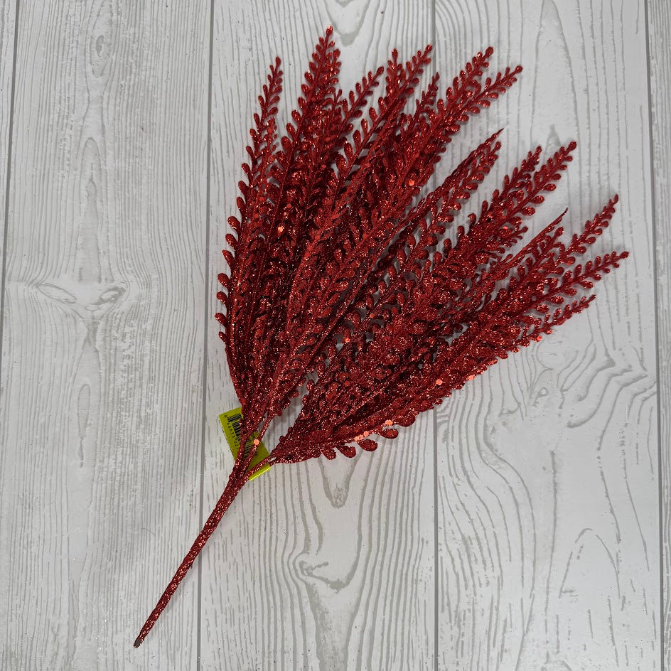 GLITTER PLASTIC LVS BUSH X5 H16 - RED - 86929RD * R BR