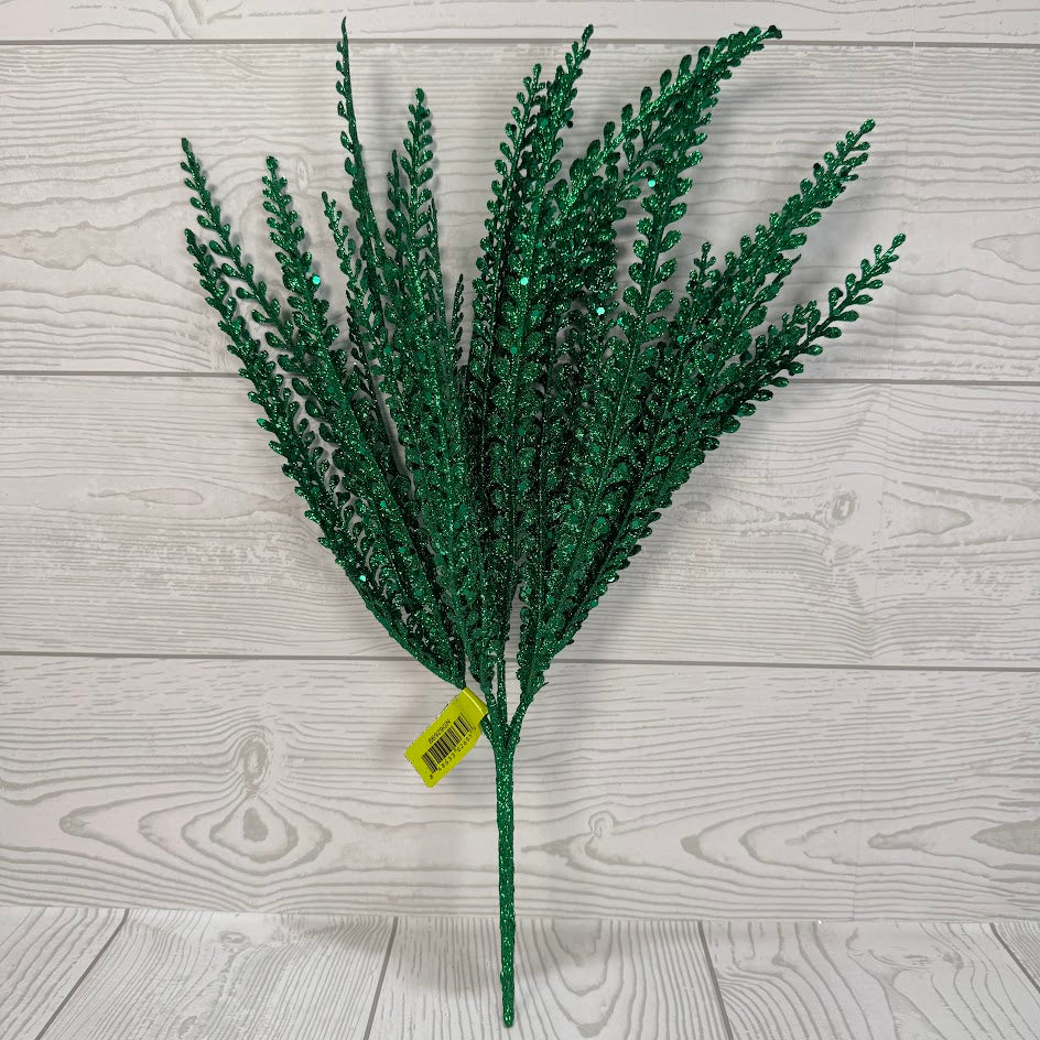 GLITTER PLASTIC LVS BUSH X5 H16 - GREEN - 86929GN * R BR