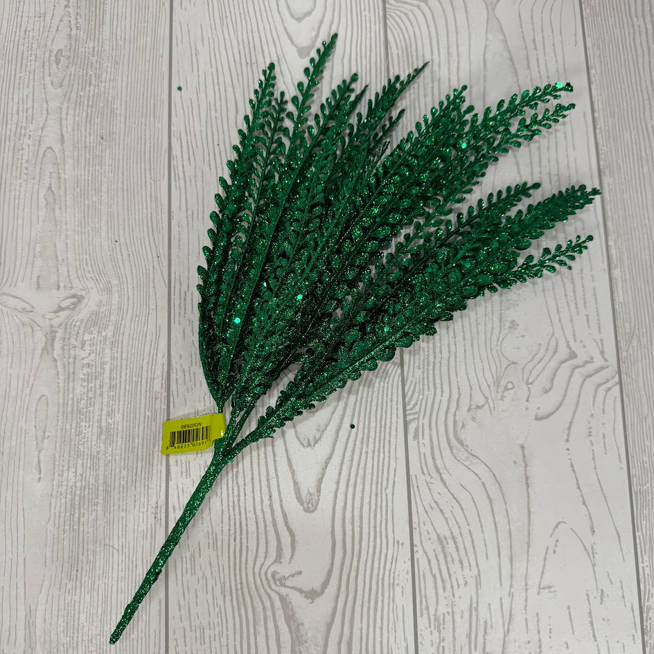 GLITTER PLASTIC LVS BUSH X5 H16 - GREEN - 86929GN * R BR