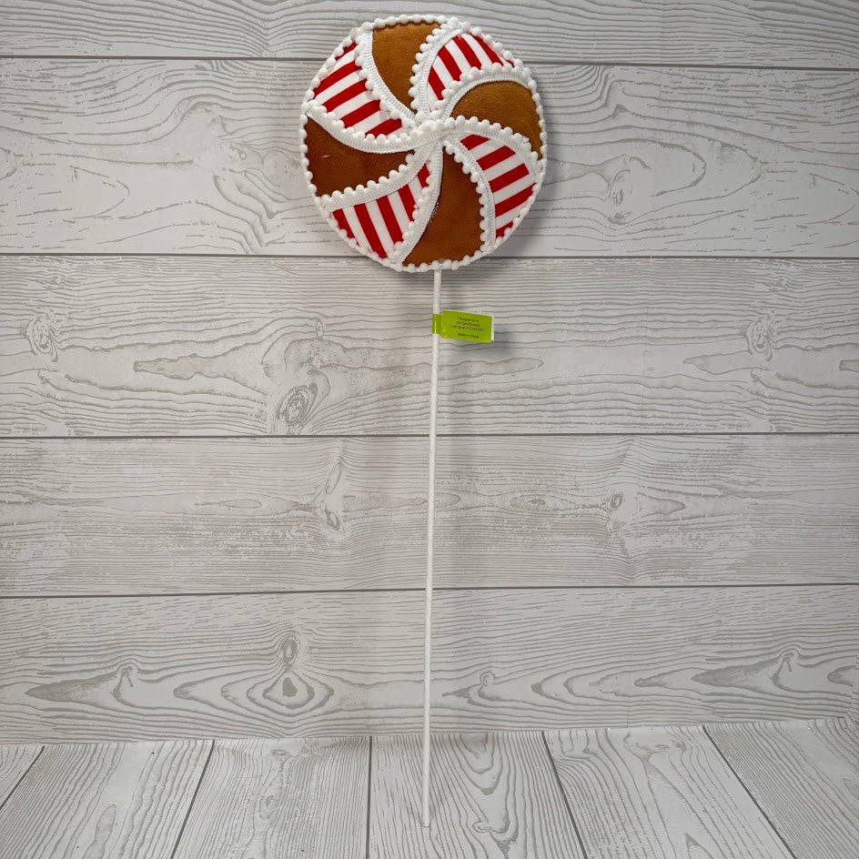 PEPPERMINT GINGERBREAD LOLLIPOP H22XDIA7 - RED/WHITE/BROWN - 6771RDWTBN * RD