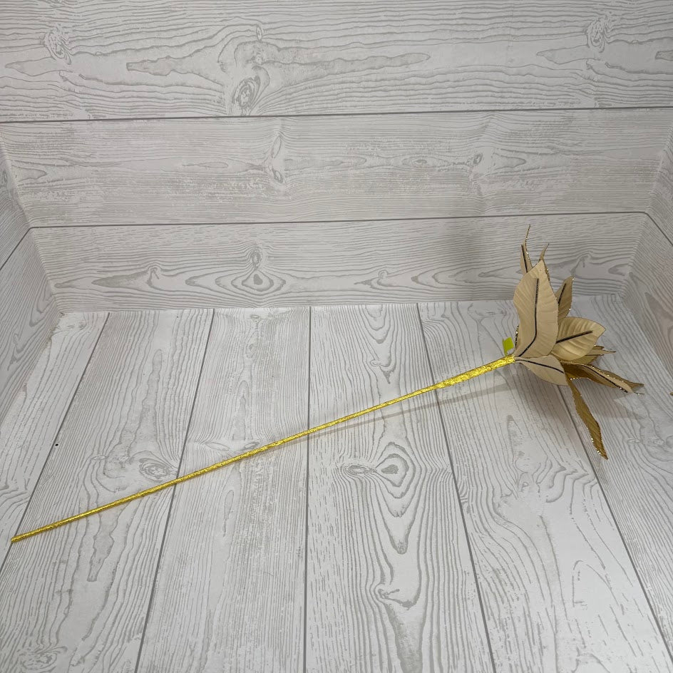 METALLIC POINSETTIA STEM H24XDIA11 - GOLD - 86911GD * RD