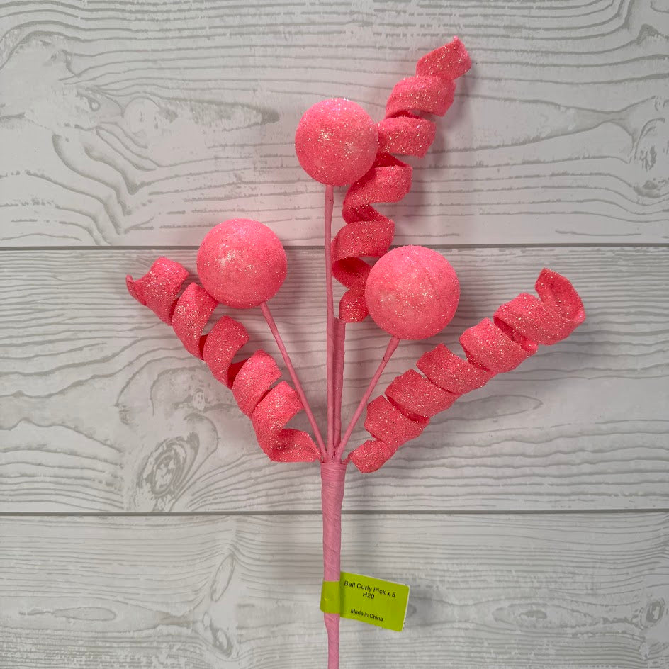 BALL CURLY PICK X5 H20 - PINK - 86626PK * G