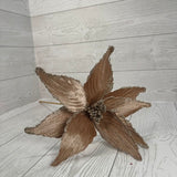 VELVET POINSETTIA STEM H24XDIA11 - TAN - 86773TAN * G
