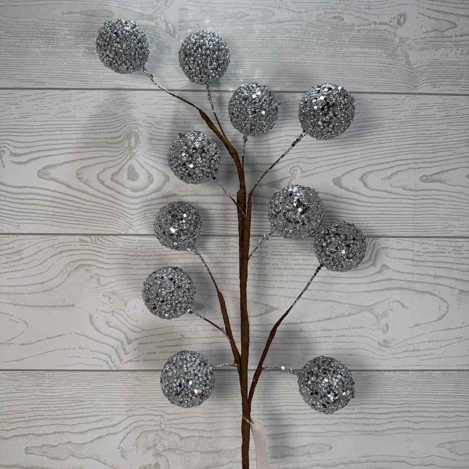 30.5IN GLITTER BALL SPRAY - SILVER - X26853-SLVR
