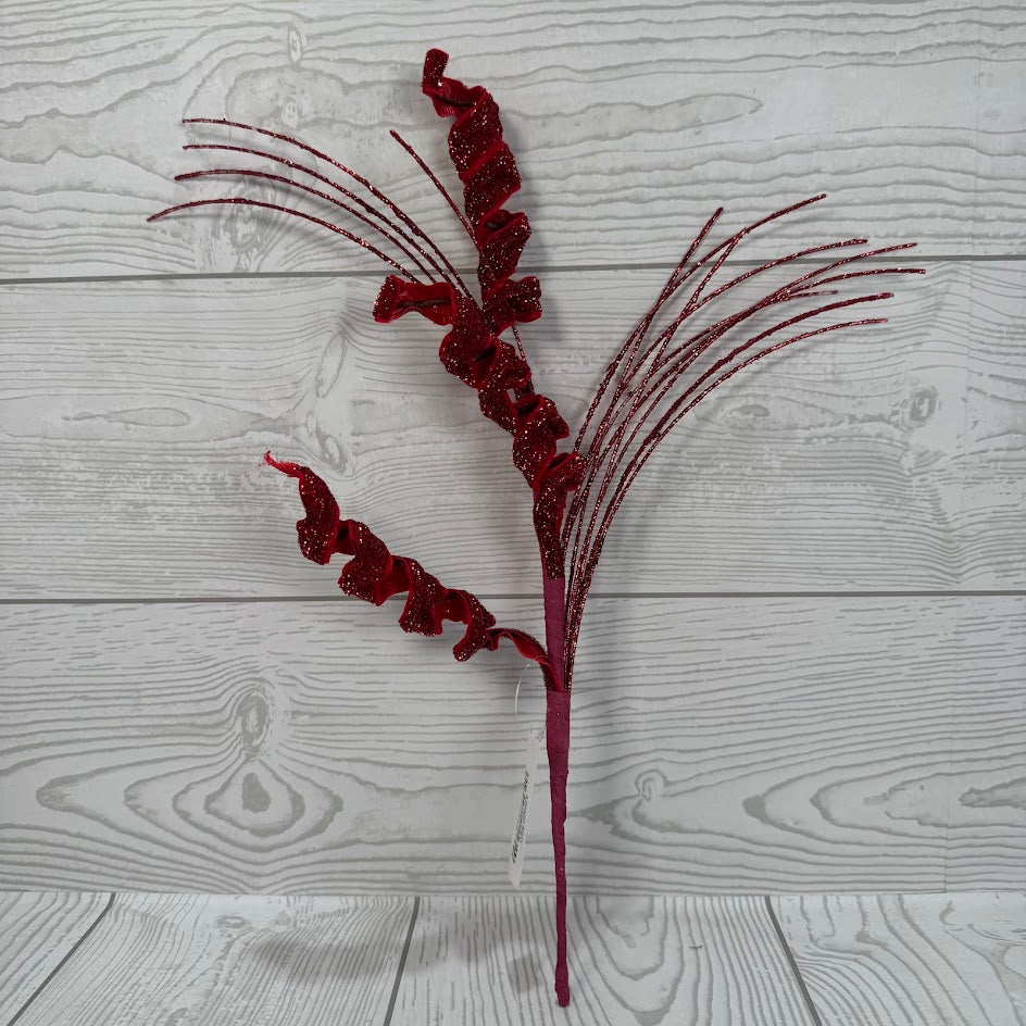 13.5" GLITTER CURL GRASS - RED - X26920-RED * G