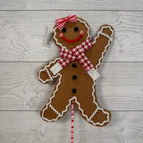20" GINGERBREAD ON STICK - BROWN/RED/WHITE - X26625-2A