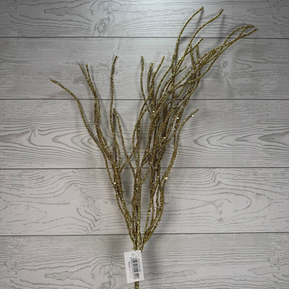 GLITTER BRANCH SPRAY - X23129-GOLD * G