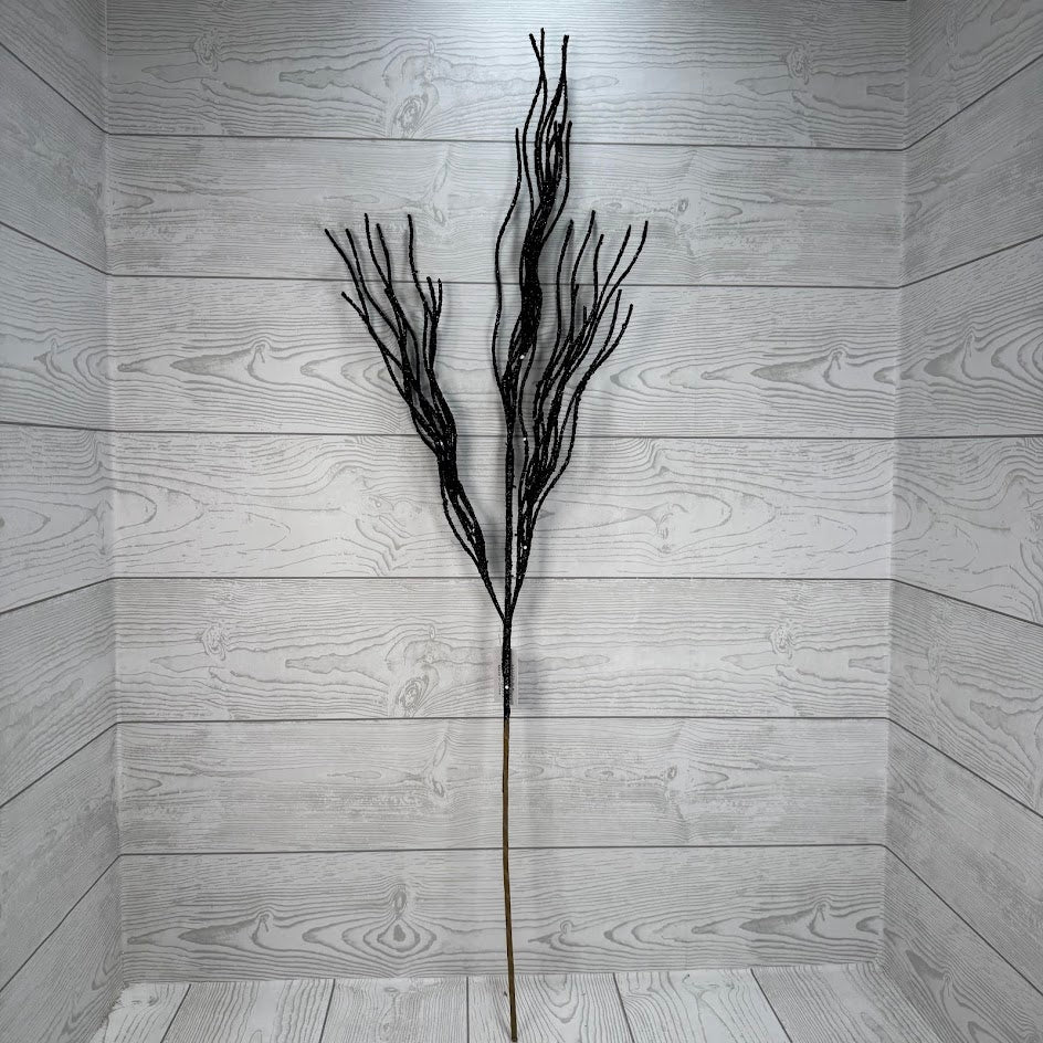 GLITTER BRANCH SPRAY - X23129-BLK * G