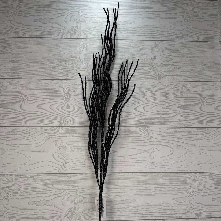 GLITTER BRANCH SPRAY - X23129-BLK * G