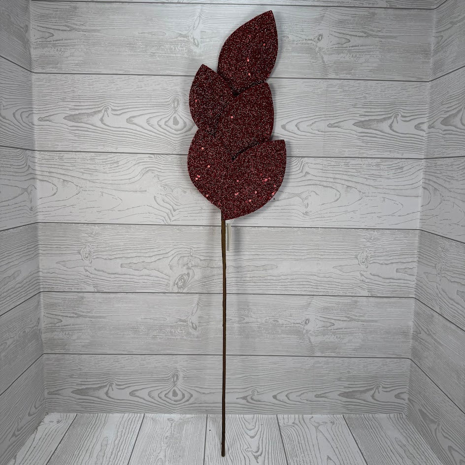 31" GLITTER AMGNOLIA LEAF SPRAY - X26419-RED
