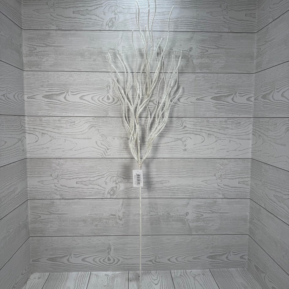 GLITTER BRANCH SPRAY - X23129-WHT * G