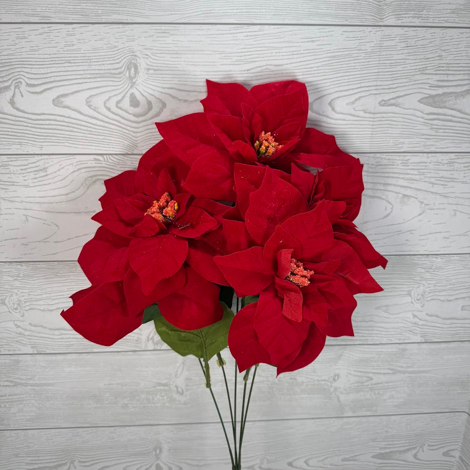 18" POINSETTIA X5 BUSH - XB19895-RED