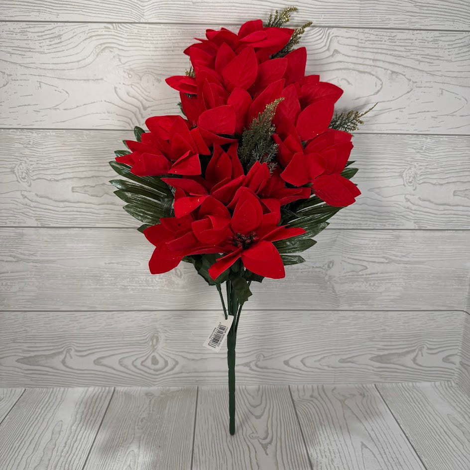 20" VELVET POINSETTIA HB X12 - XB26539-RED