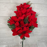 20" VELVET POINSETTIA HB X12 - XB26539-RED