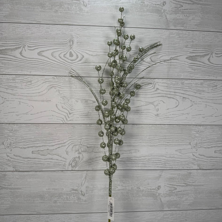 27.5" GLITTER BERRY/GRASS SPRAY - SAGE - X25592-SAGE * BL
