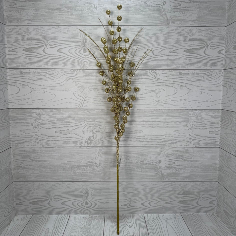 27.5" GLITTER BERRY/GRASS SPRAY - GOLD - X25592-GD * BL