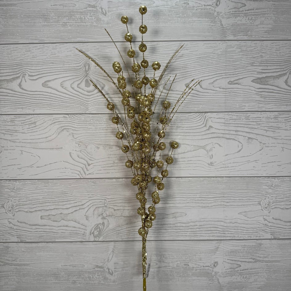 27.5" GLITTER BERRY/GRASS SPRAY - GOLD - X25592-GD * BL