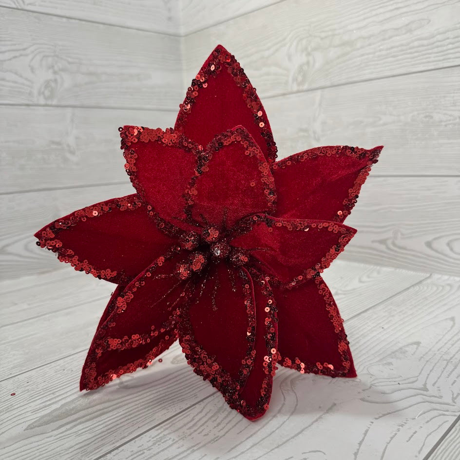 25.5" POINSETTIA W/SEQUIN - RED - X26667-RED * RD