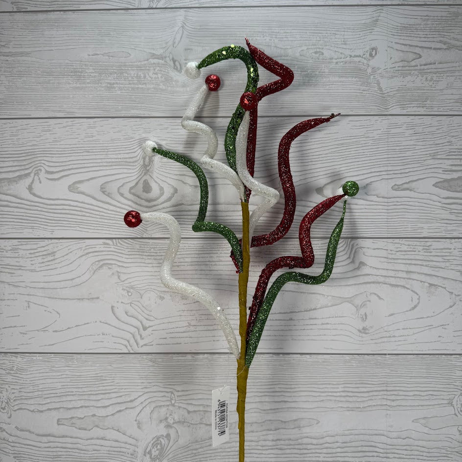 26" CURLY SPRAY - RED/WHITE/GREEN - X24094-RDWTGN