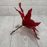 10"D GLITTER VELVET POINSETTIA W/ CLIP - X26472-RED *RD