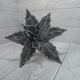12"D VELVET POINSETTIA W/ CLIP - X26488-SLVR * RD