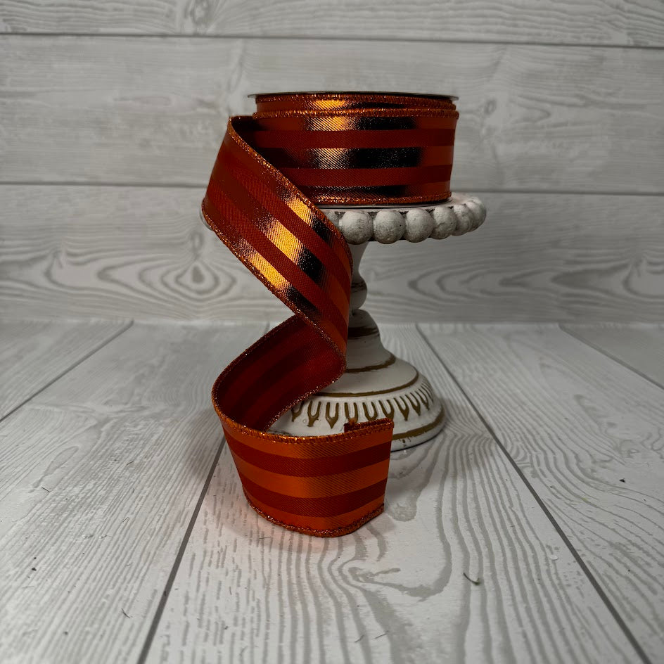 1.5"X10YD ORANGE AND COPPER STRIPE - RW812252