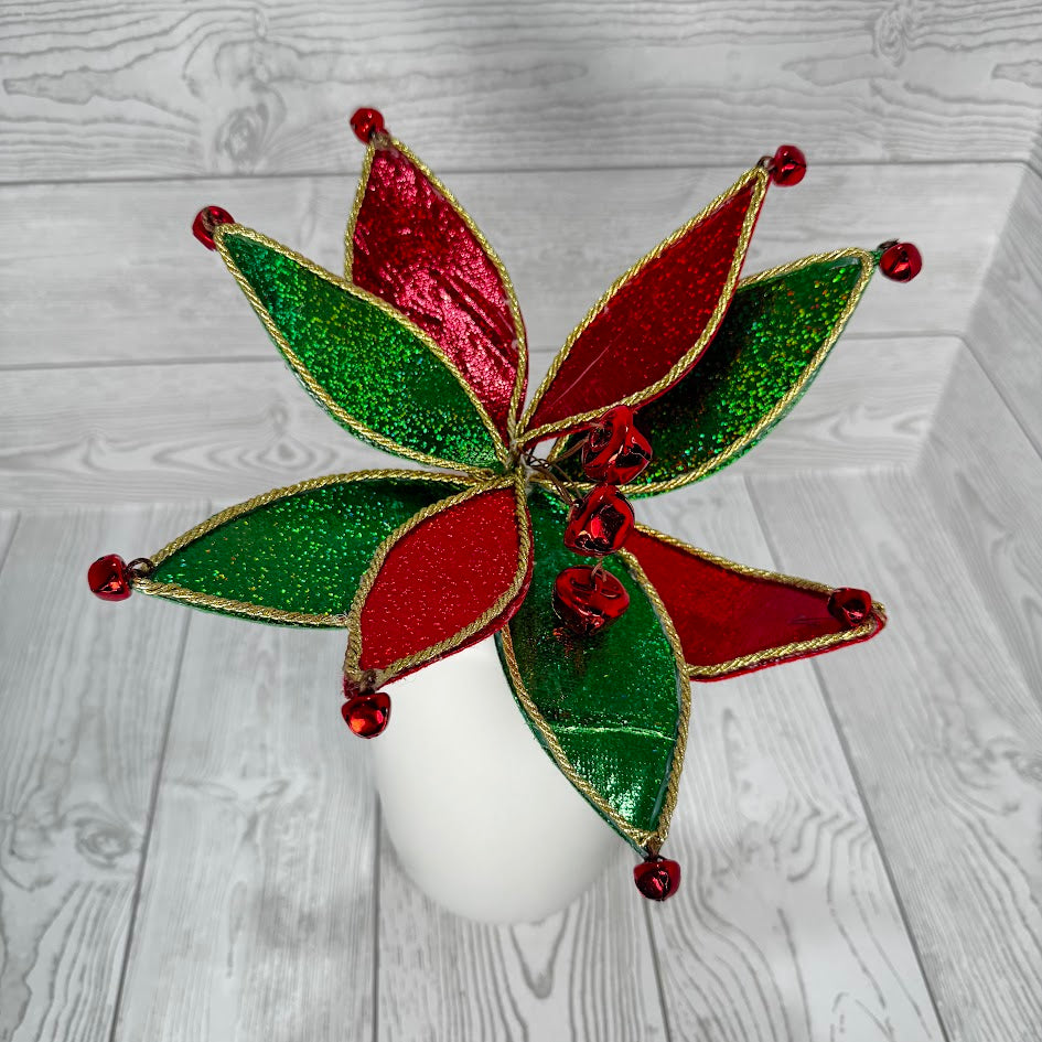 METALLIC POINSETTIA BELL STEM H22XDIA11 - RED/GREEN - 86276RDGN