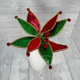 METALLIC POINSETTIA BELL STEM H22XDIA11 - RED/GREEN - 86276RDGN