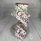 2.5"X10YD MERRY CHRISTMAS SCRIPT - RED/GREEN - RGA134827