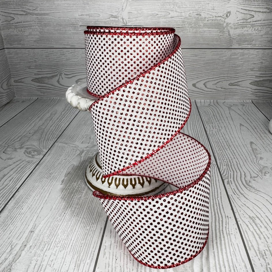 2.5"X10YD GLITTER MICRO DOT ON ROYAL - RED/WHITE - RGA1732F4