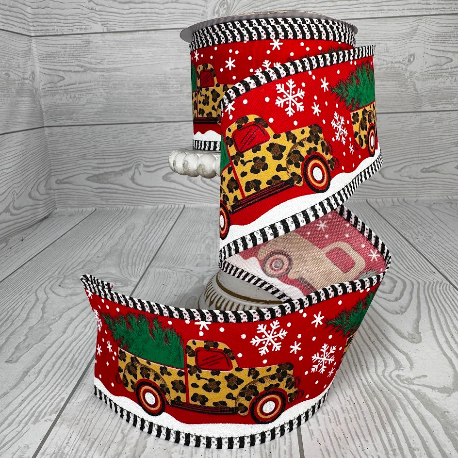 2.75"X10YD LEOPARD TRUCK/SNOW/TREE/ STRIPE - RED/GREEN/WHITE/BLACK/LEOPARD - RGA819324
