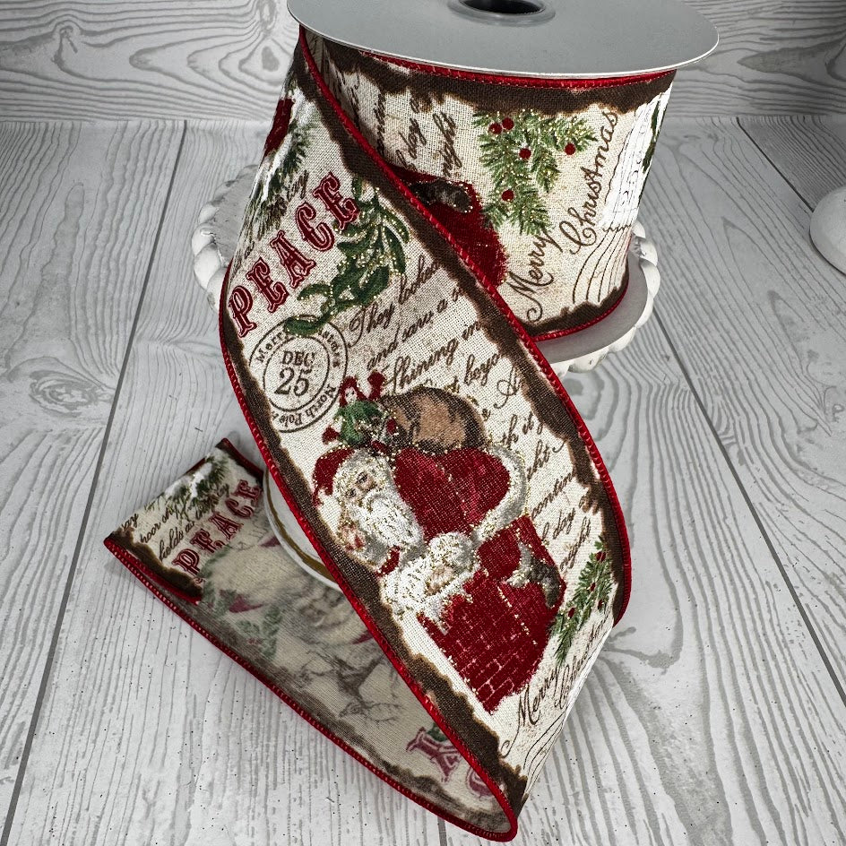2.5"X10YD ANTIQUE CHRISTMAS - CREAM/RED/GREEN - RGA139318