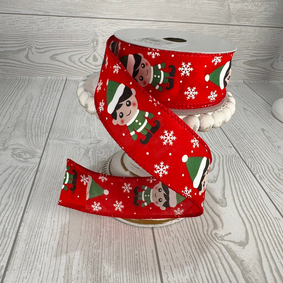 1.5"X10YD STANDING ELF - RED/GREEN/WHITE - RX9163