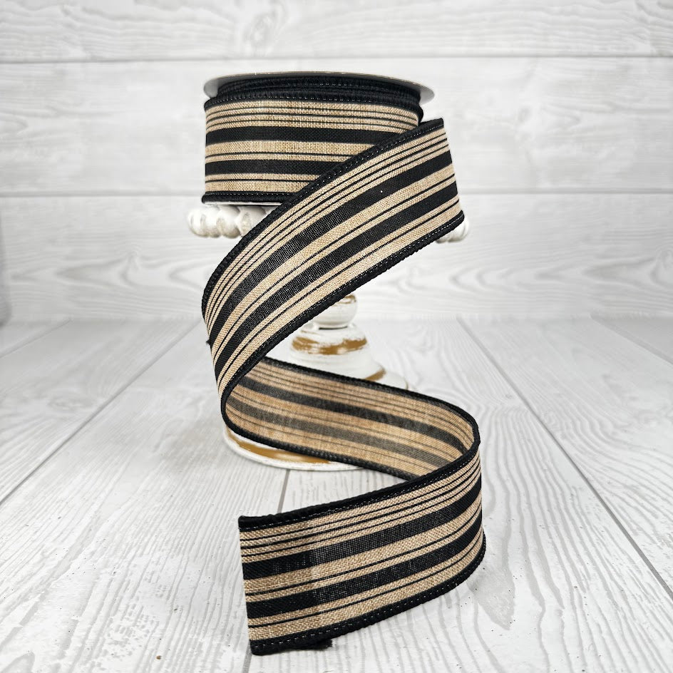 1.5"X10YD VERTICAL STRIPE/ROYAL - NATURAL/BLACK - RGC149901